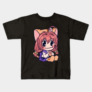 Mudwizard draws pink pastel puchiko eating bread / di gi charat Kids T-Shirt